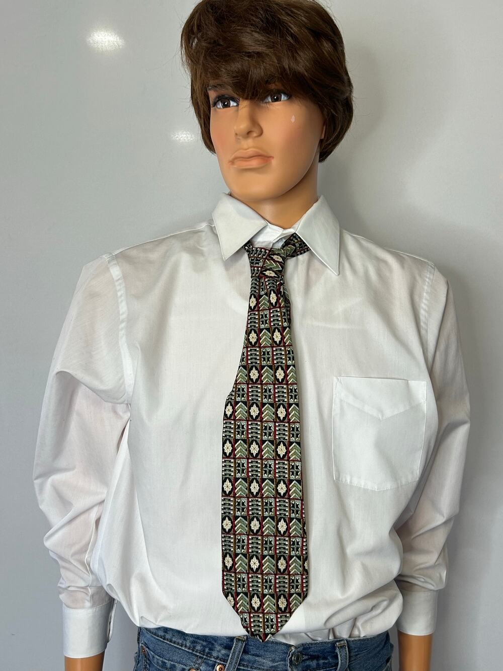 Pierre Balmain Couture Vintage 100% Silk Geometric Abstract Men’s Necktie USA